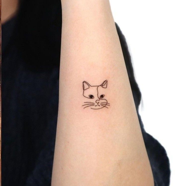 Tatuaje gato minimalista